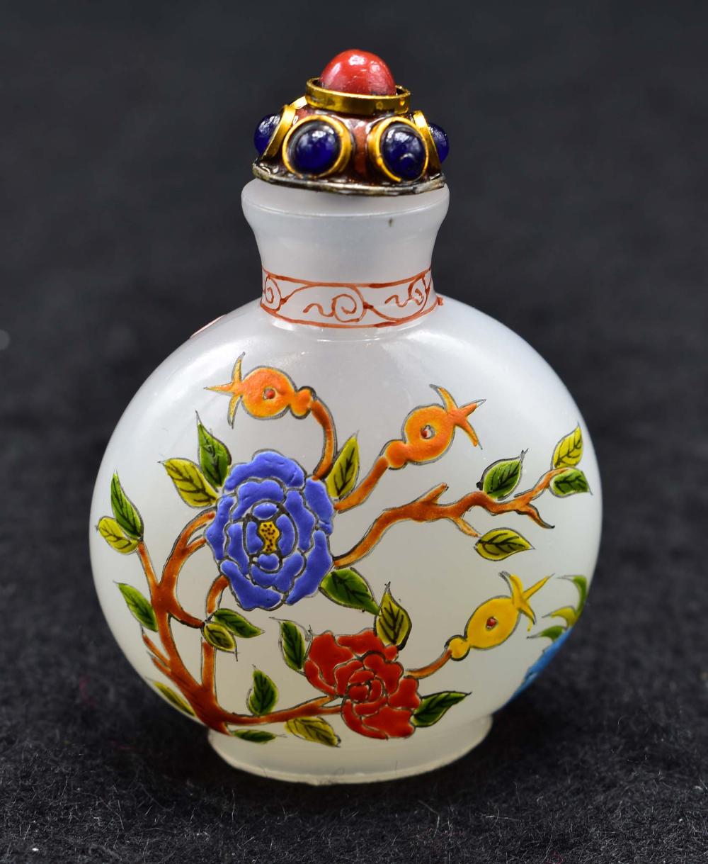 CHINESE ENAMEL DECORATED FROSTED