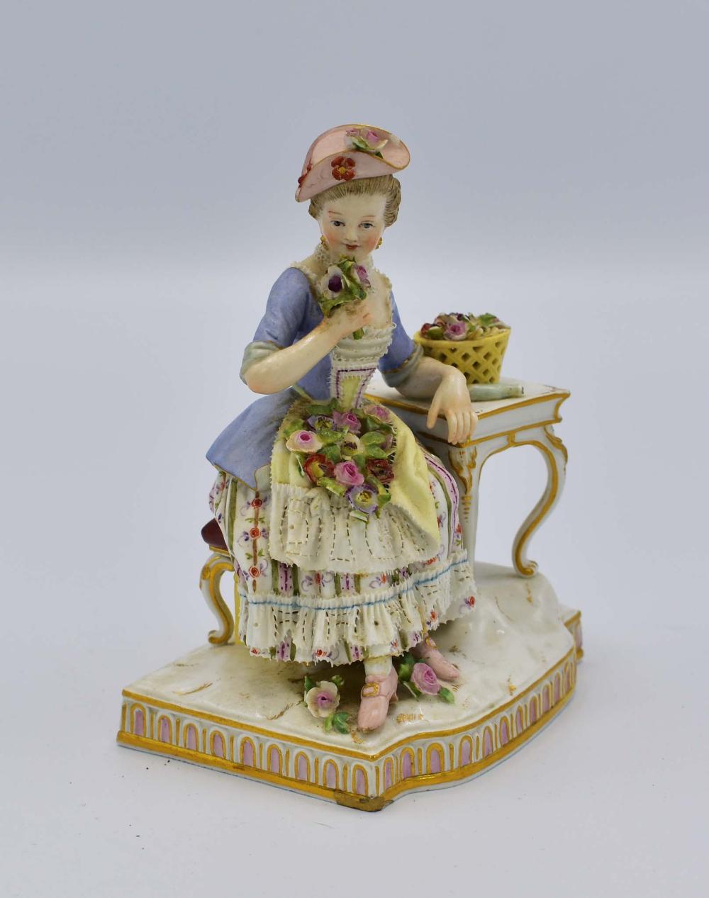 MEISSEN FIGURE OF A MAIDEN WITH