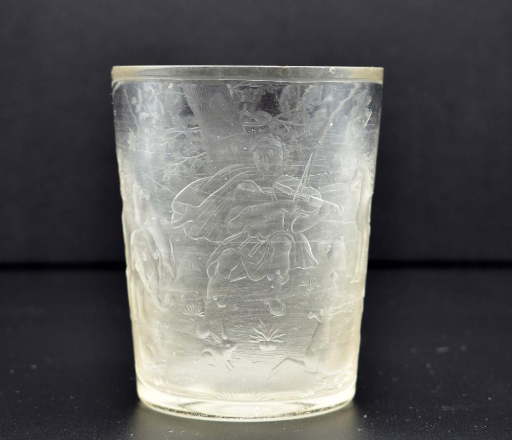 BOHEMIAN WHEEL-CUT ENGRAVED GLASS BEAKERLate