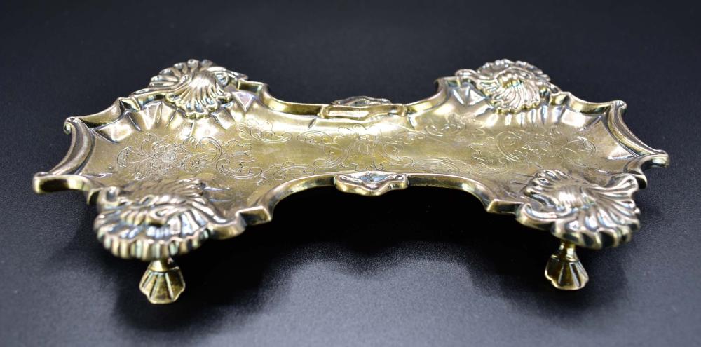 ROCOCO STYLE SILVER DESK PEN TRAY19th 35462a