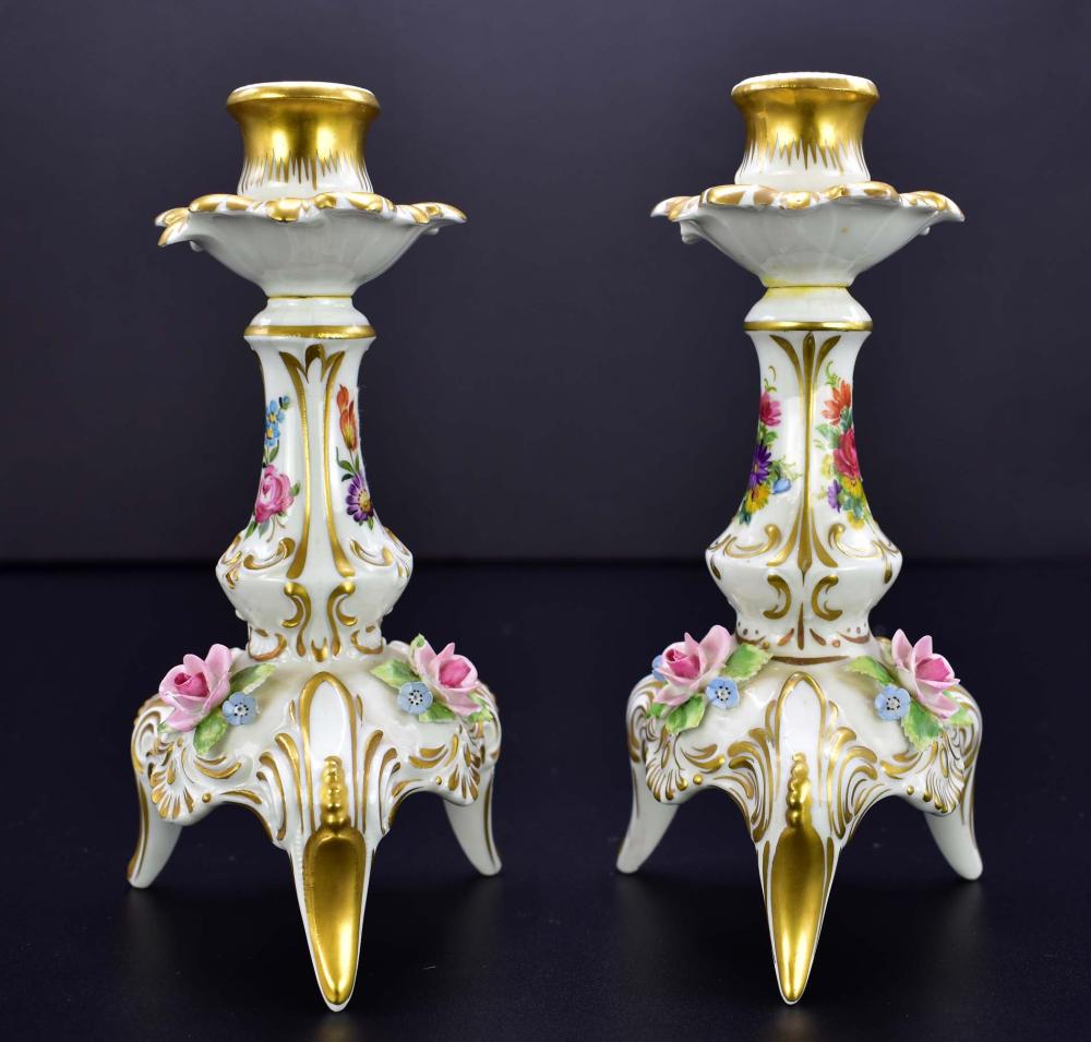 PAIR OF GERMAN PAINTED PORCELAIN