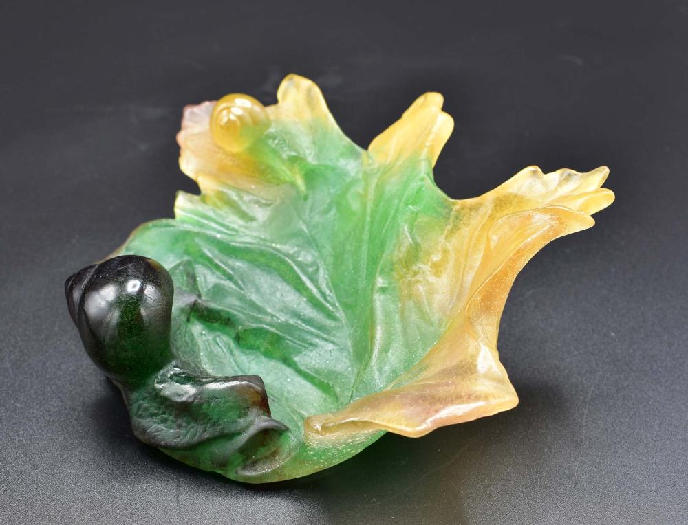 DAUM PATE DE VERRE SNAIL AND LEAF