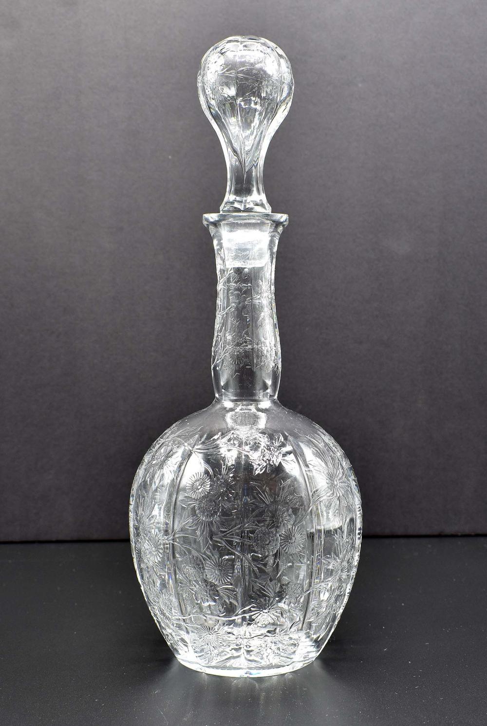 ENGLISH ENGRAVED ROCK CRYSTAL DECANTER 35466a