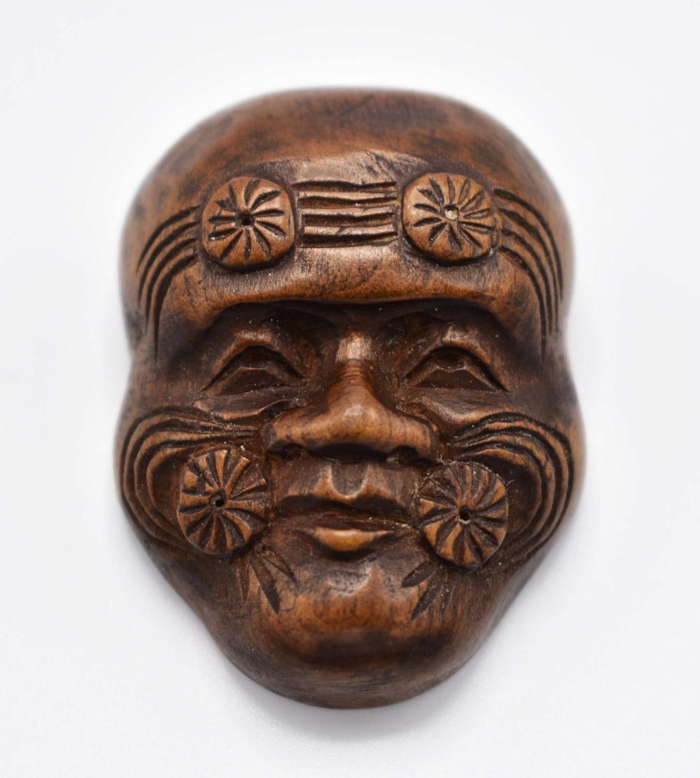 JAPANESE CARVED WOOD NOH MASK FORM 35468c