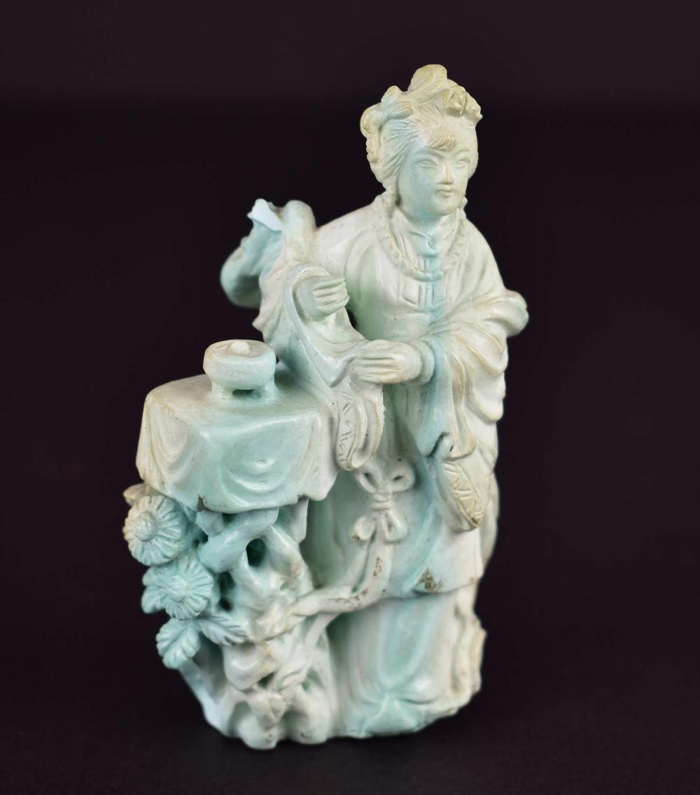 CHINESE CARVED TURQUOISE FEMALE 35471c