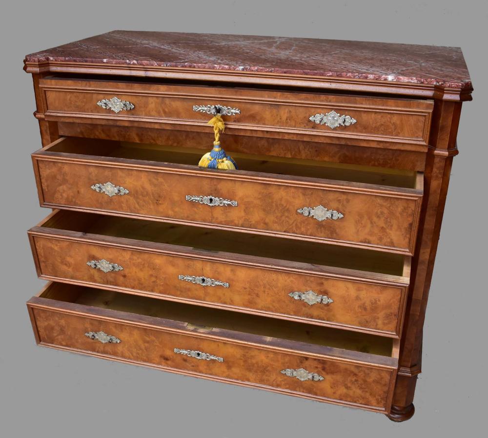 FRENCH MARBLE TOP WALNUT COMMODE1840 1860  354733