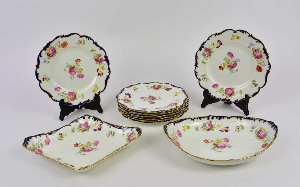 GROUP OF ENGLISH FOLIATE DECORATED PORCELAIN