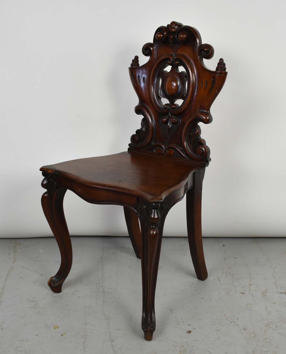 EARLY VICTORIAN MAHOGANY HALL CHAIRCirca 3547e8