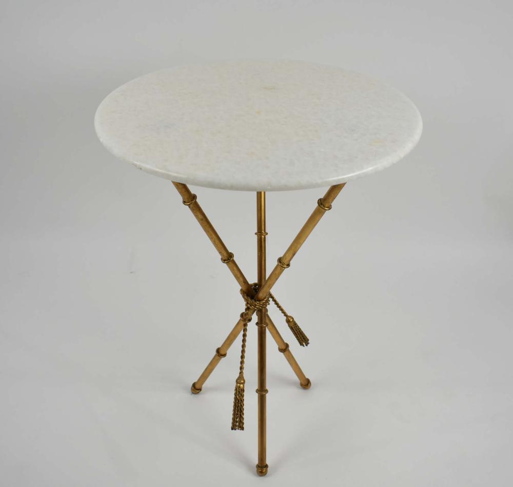 WHITE MARBLE AND GILT METAL OCASSIONAL