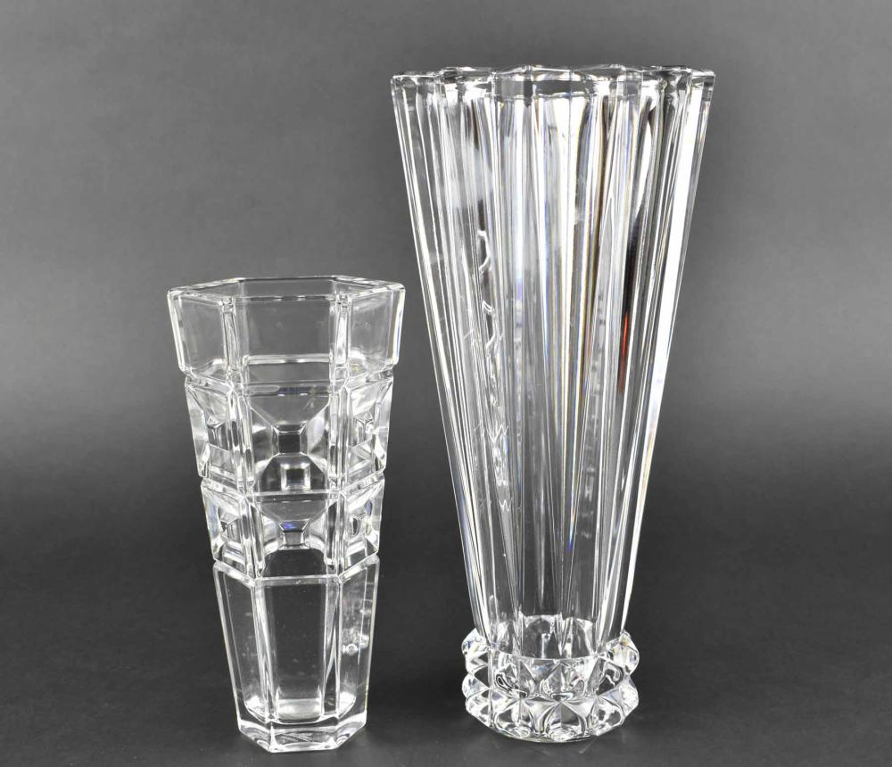 TWO ROSENTHAL COLORLESS GLASS VASESModern.