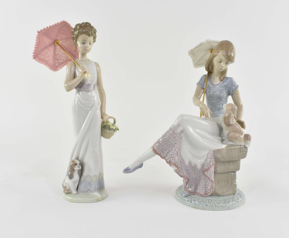 TWO LLADRO PORCELAIN YOUNG LADIES WITH