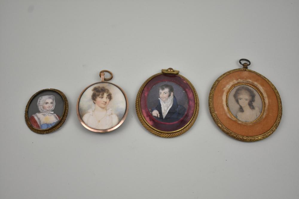 FOUR EUROPEAN PAINTED PORTRAIT MINIATURES19th/20th