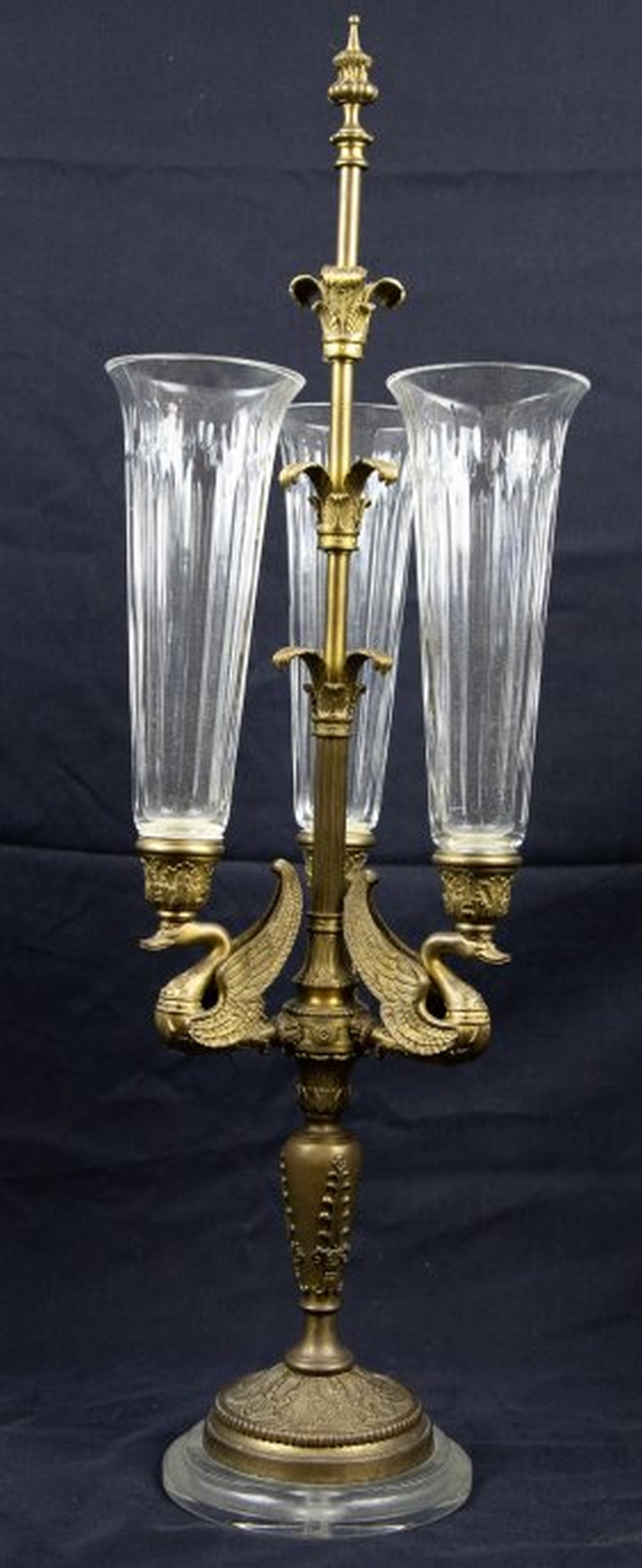 EMPIRE STYLE BRONZE & GLASS THREE-LIGHT