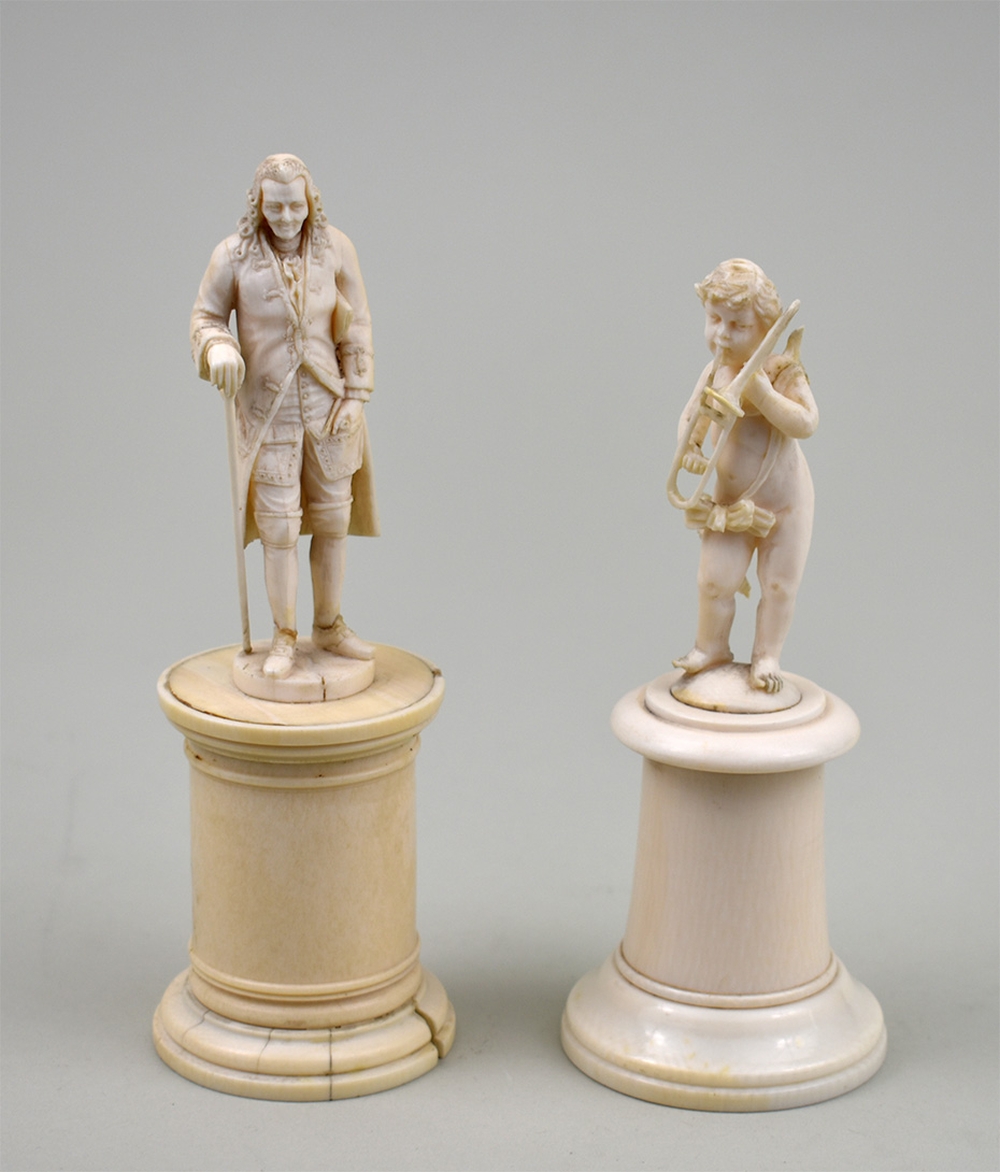 TWO CONTINENTAL IVORY FIGURES,