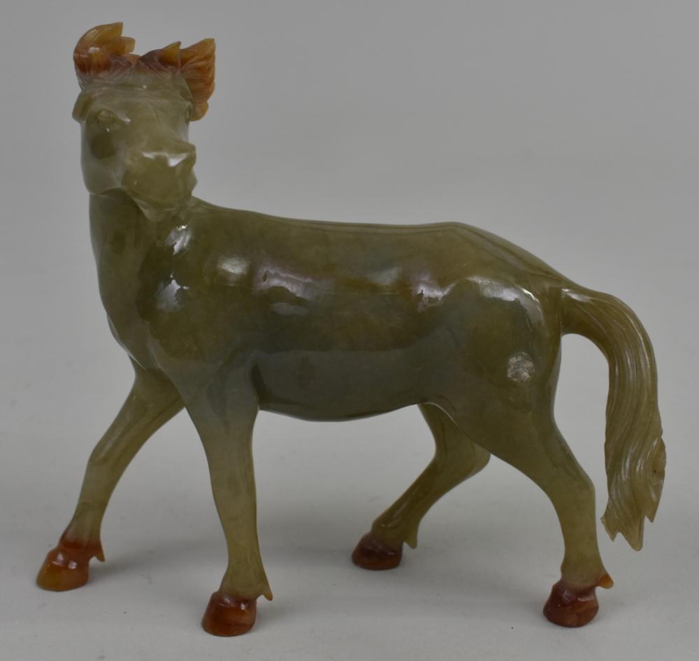 CHINESE CELADON JADE MYTHICAL DEERWith