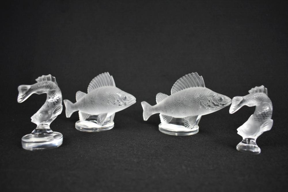 FOUR LALIQUE COLORLESS GLASS FISHModern  354985