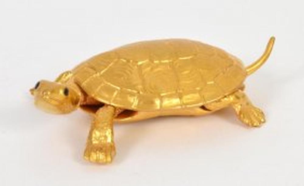 BOEHM GILT PORC MODEL OF A TURTLE