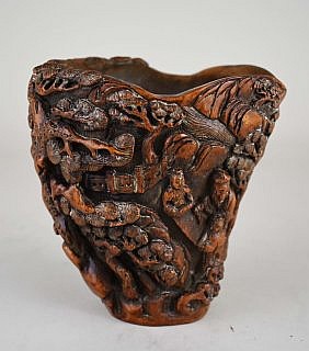 CHINESE CARVED BAMBOO BRUSHPOTIn