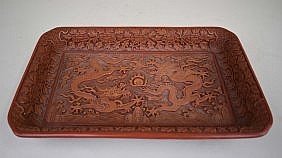 CHINESE CARVED CINNABAR RECTANGULAR 354a14