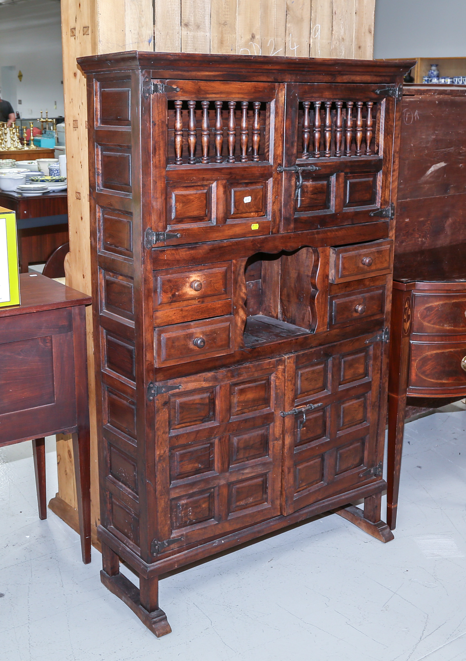 SPANISH CARVED PINE CUPBOARD 20th