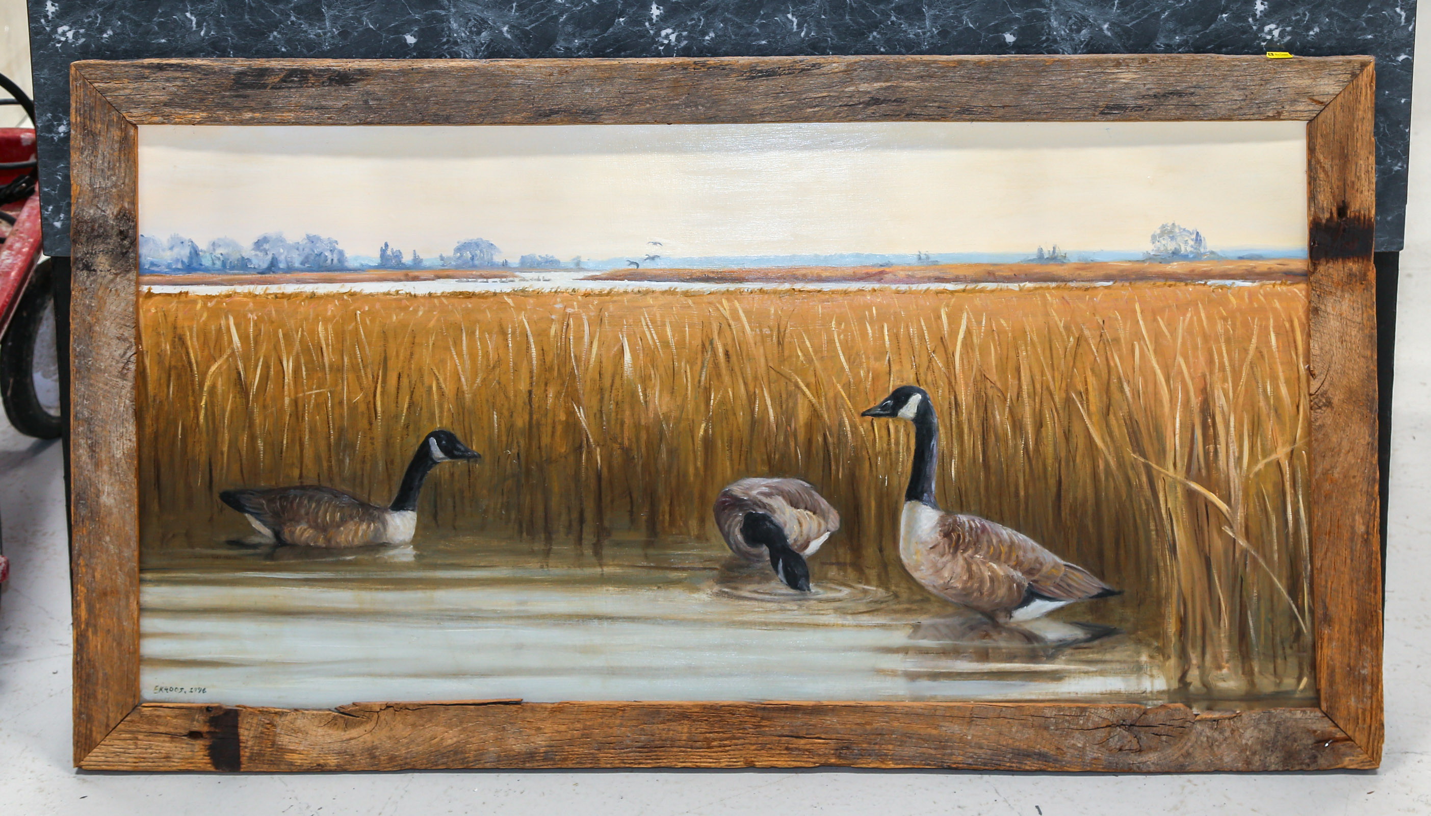 FRAMED PAINTING CANADA GEESE IN 354b16