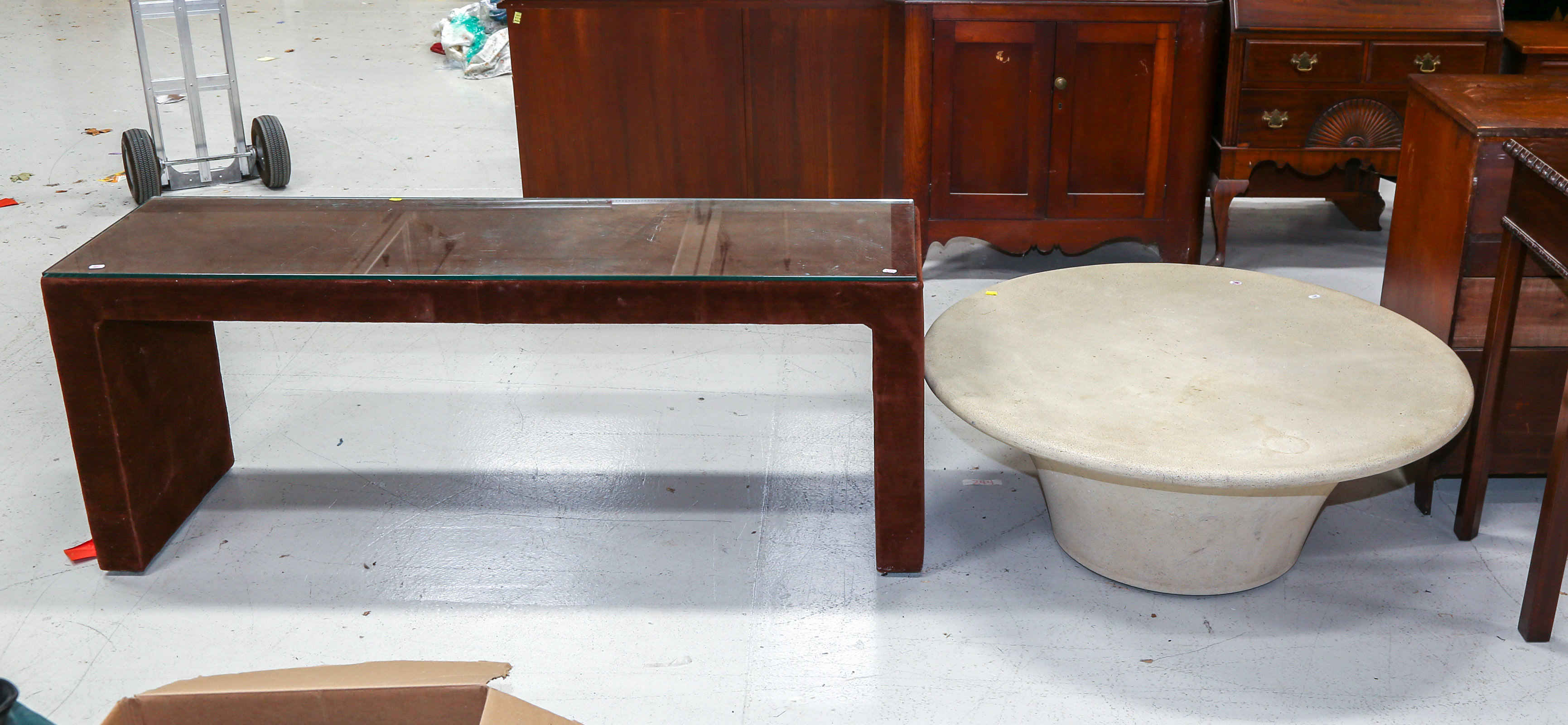 MID CENTURY PARSONS TYPE SOFA TABLE 354b2f