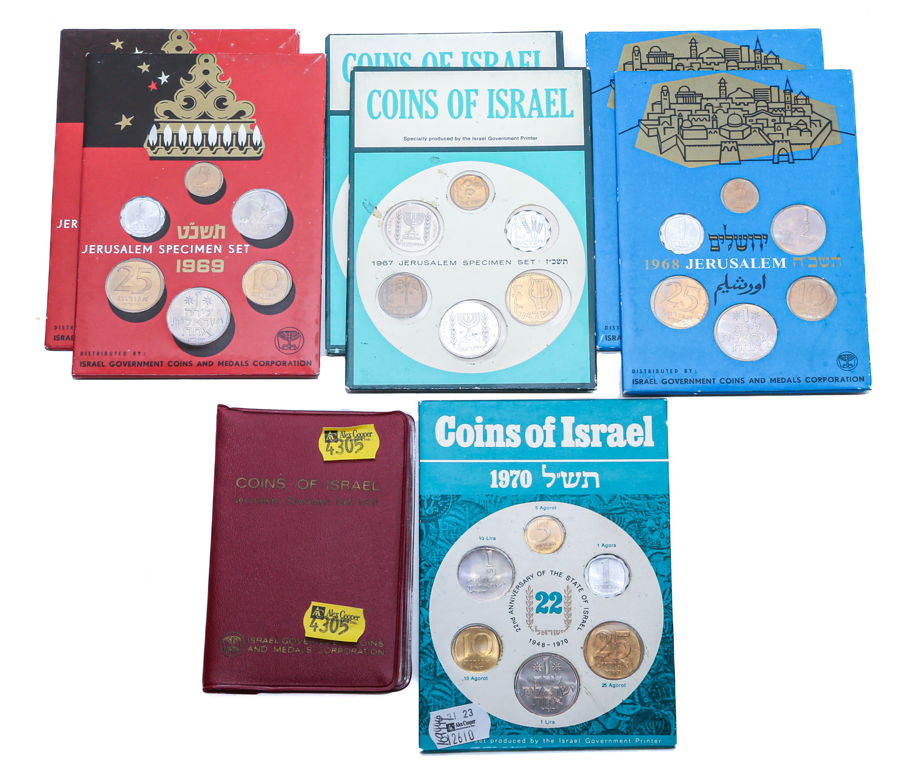 SEVEN ISRAEL MINT OR SPECIMEN SETS 354b59