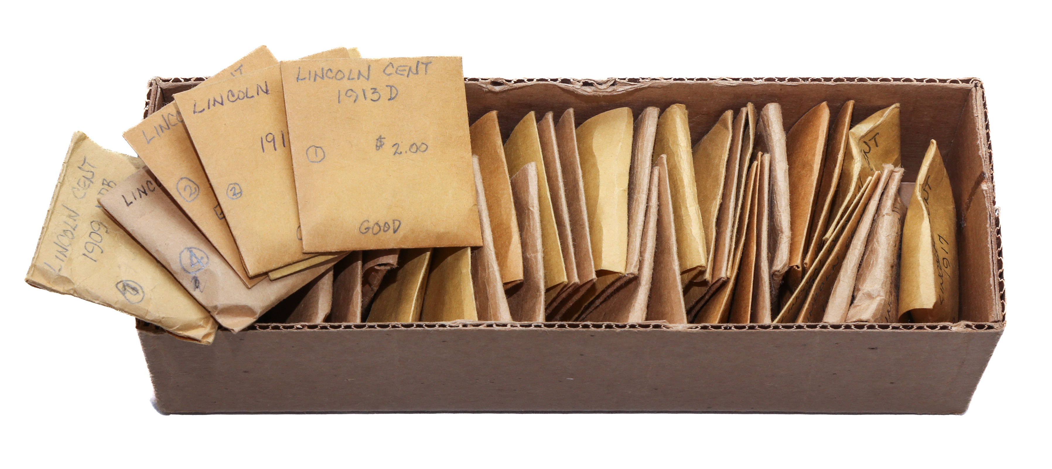 BOX OF ENVELOPED LINCOLNS 1909 1917 354b54