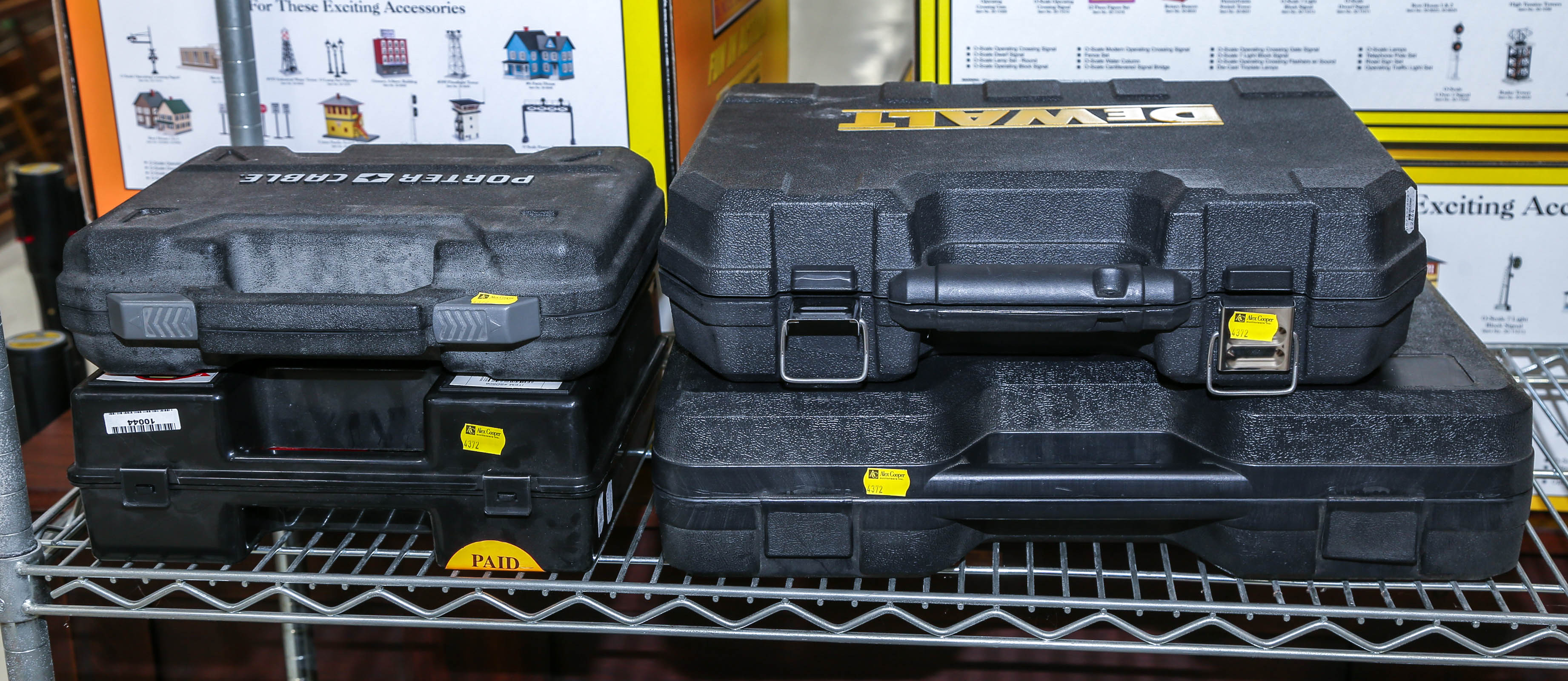 FOUR POWER TOOLS WITH FITTED CASES