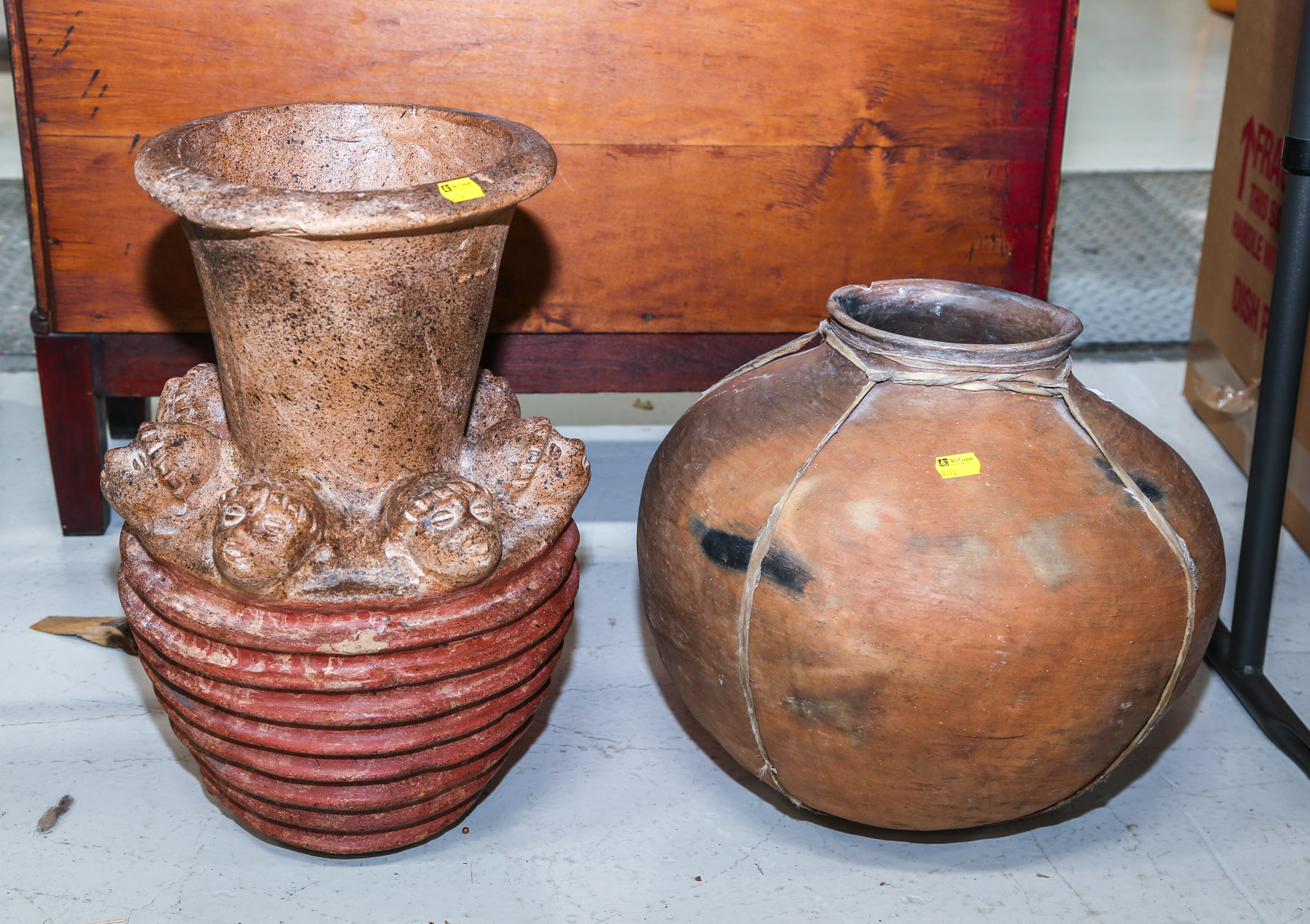 TWO LARGE TERRACOTTA POTS Including