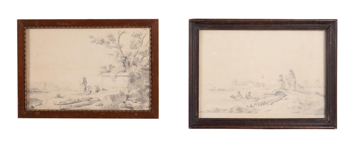TWO SMALL DUTCH DRAWINGS, 19TH.