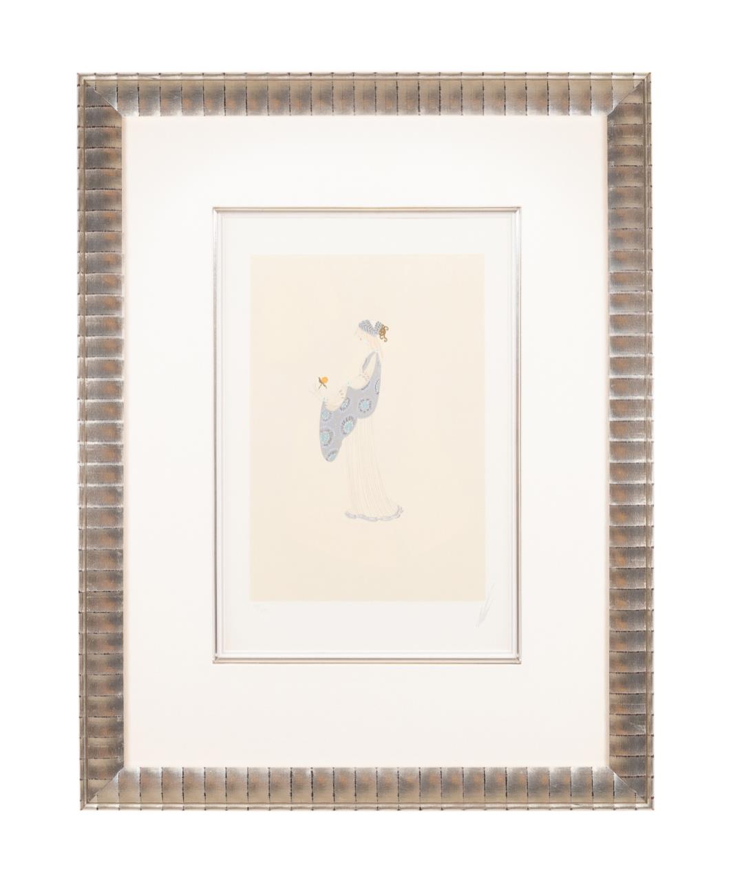 ERTE WOMAN IN BLUE FRAMED SERIGRAPH 354c53