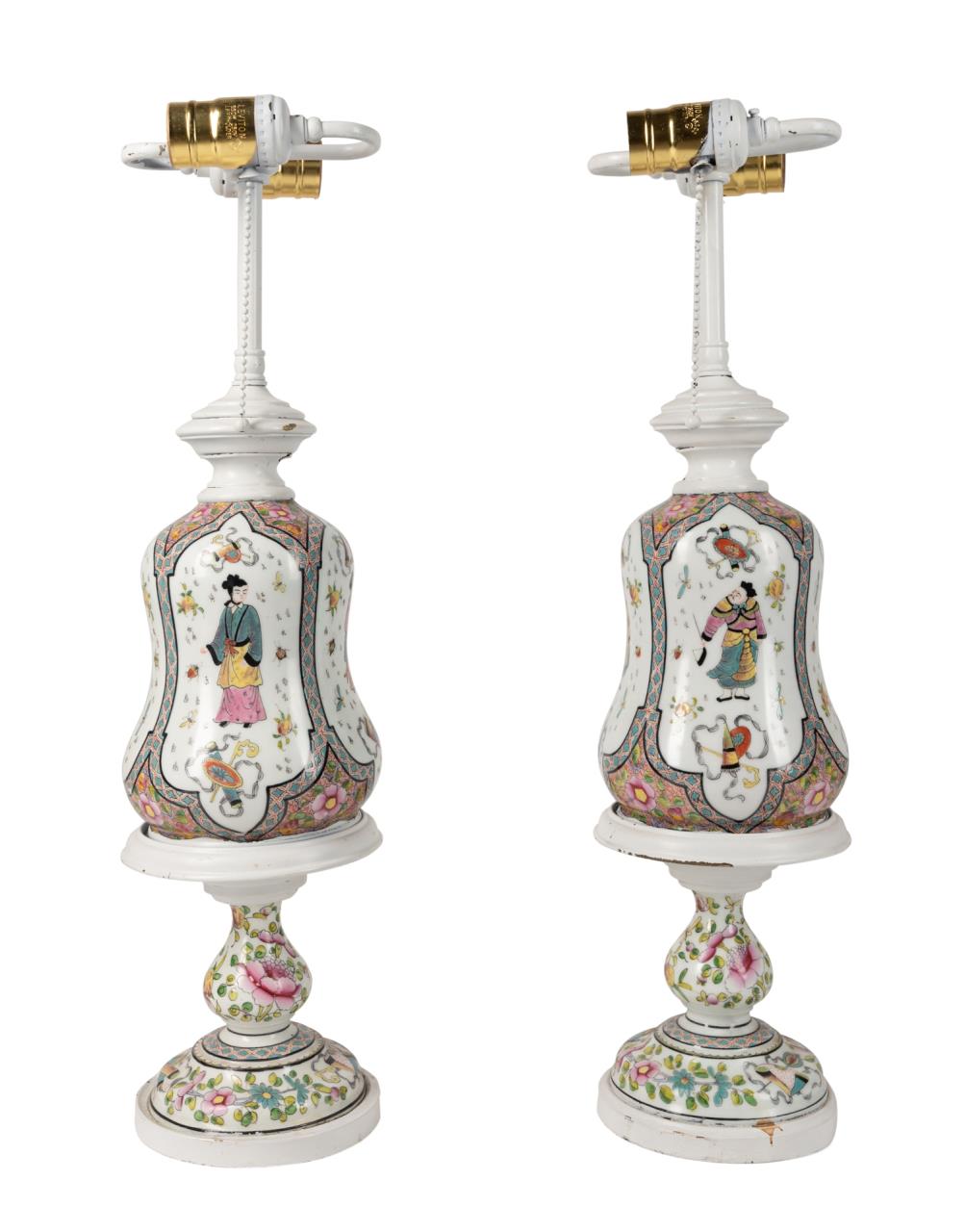 PAIR CHINOISERIE PORCELAIN TABLE 354c60