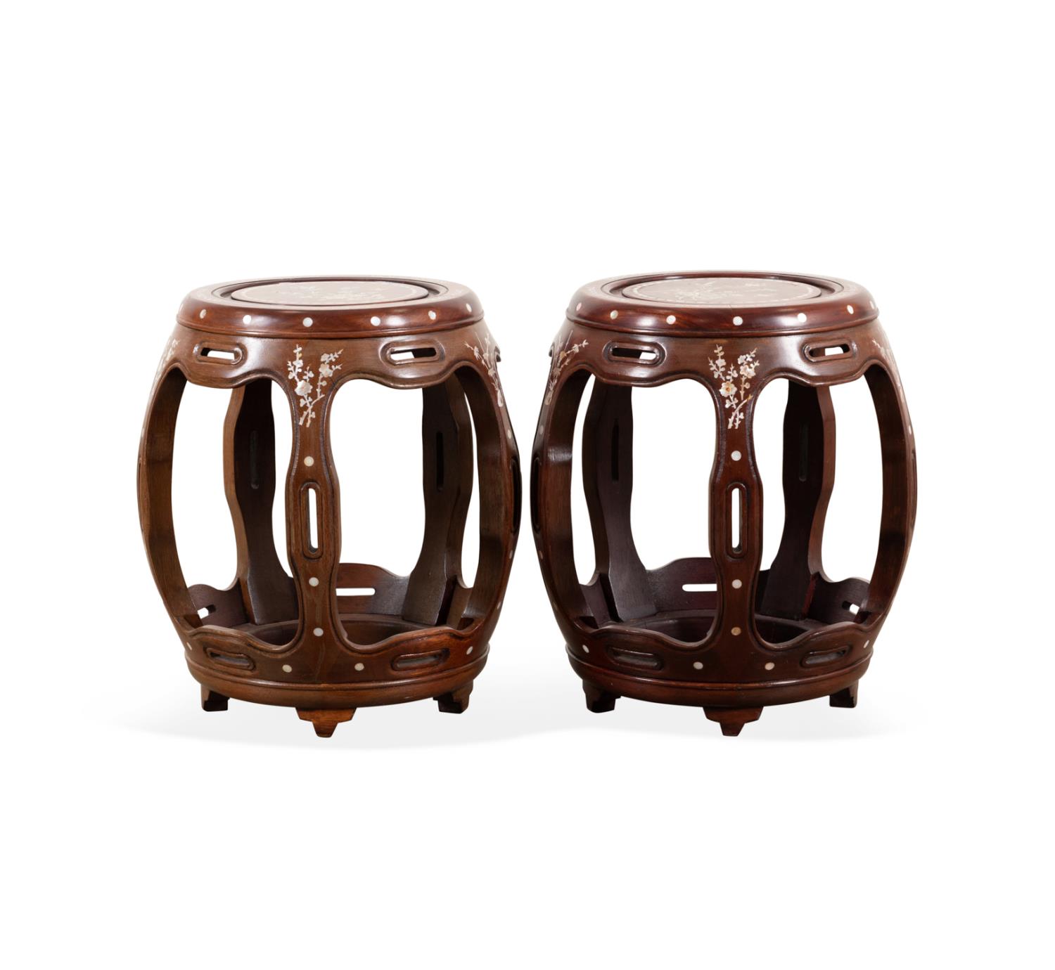 PAIR CHINESE MAHOGANY & MOTHER