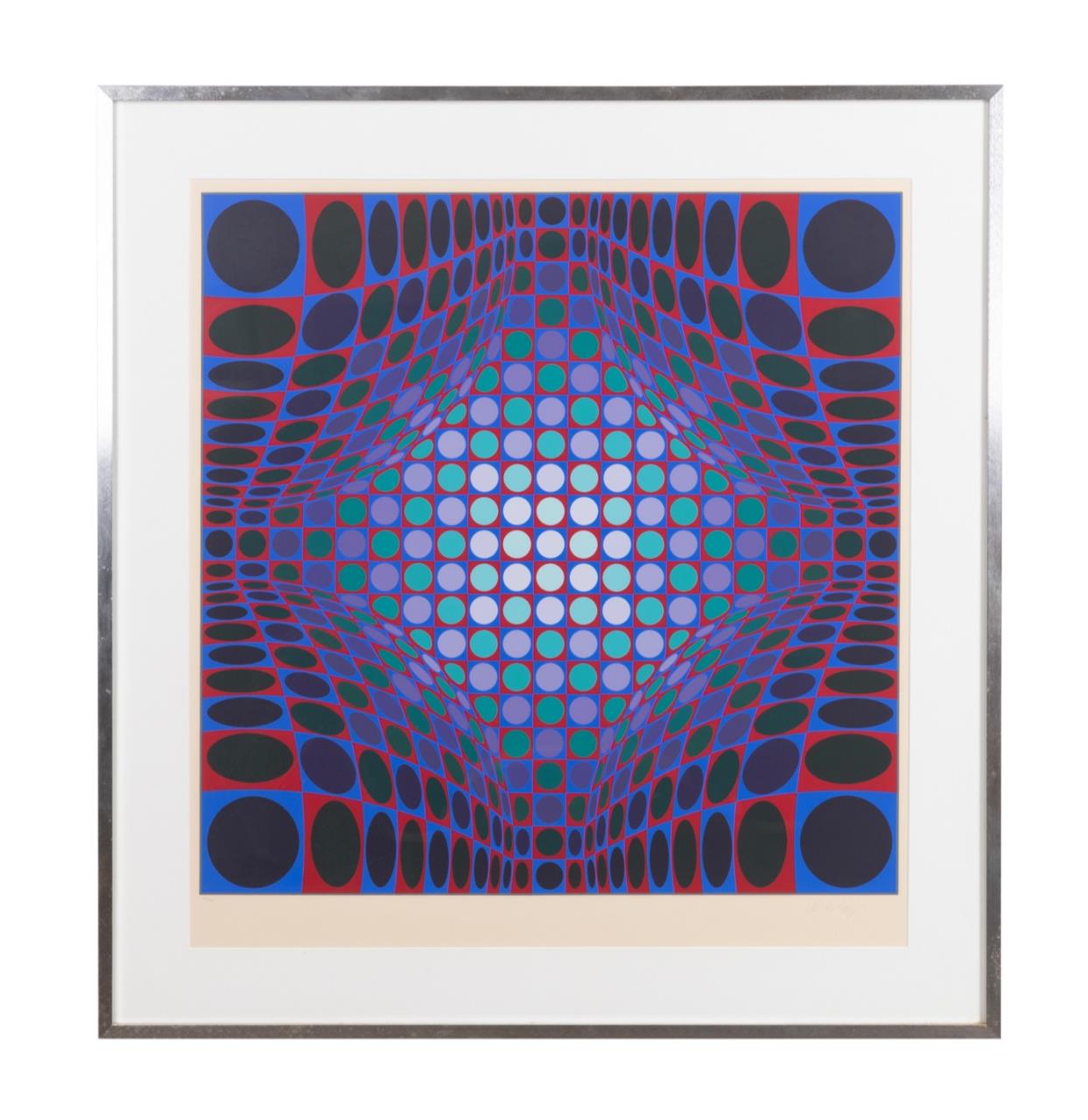 VICTOR VASARELY OND FIRE FRAMED 354eda