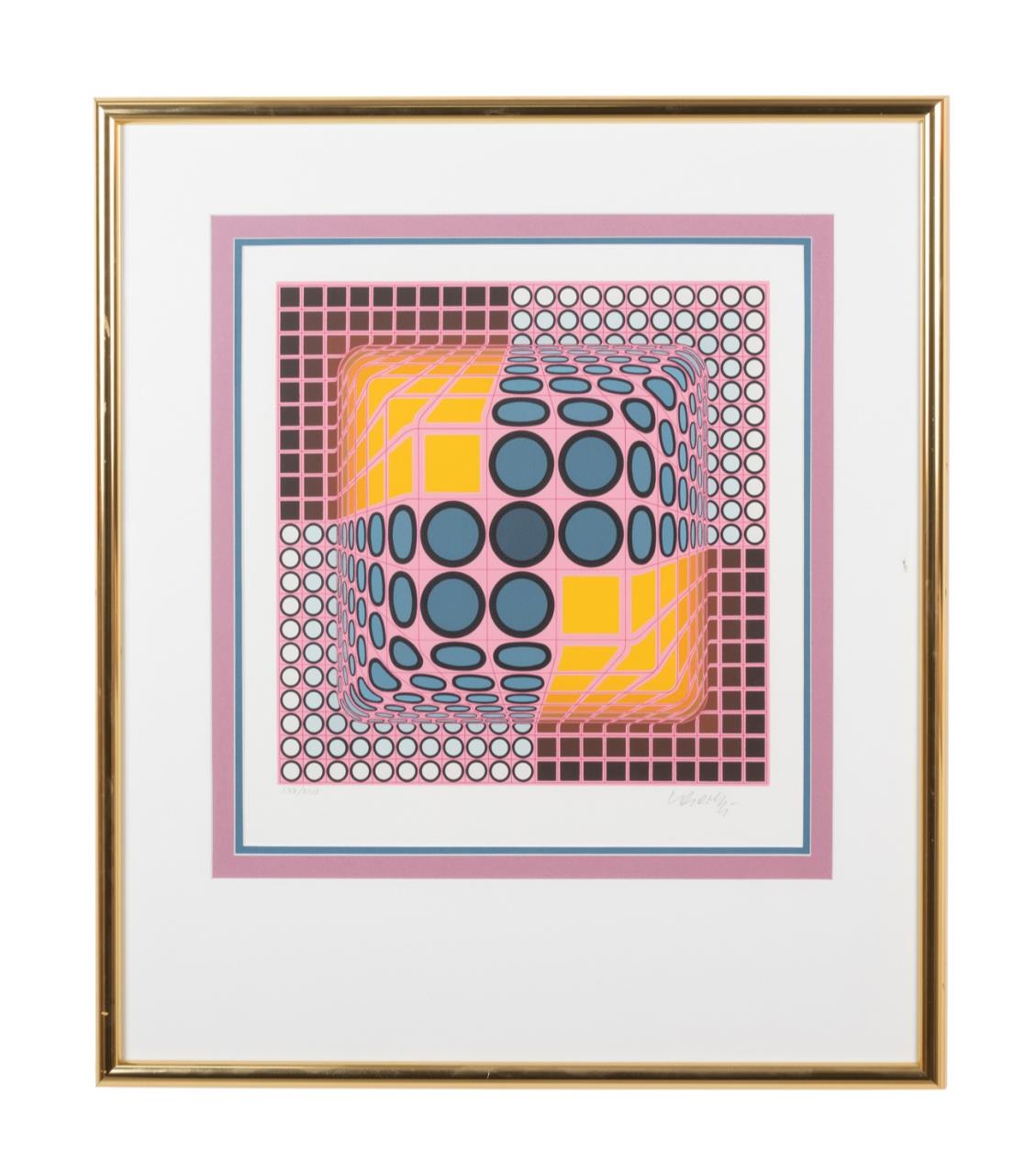 VASARELY 'COMPOSITION IN MAUVE'