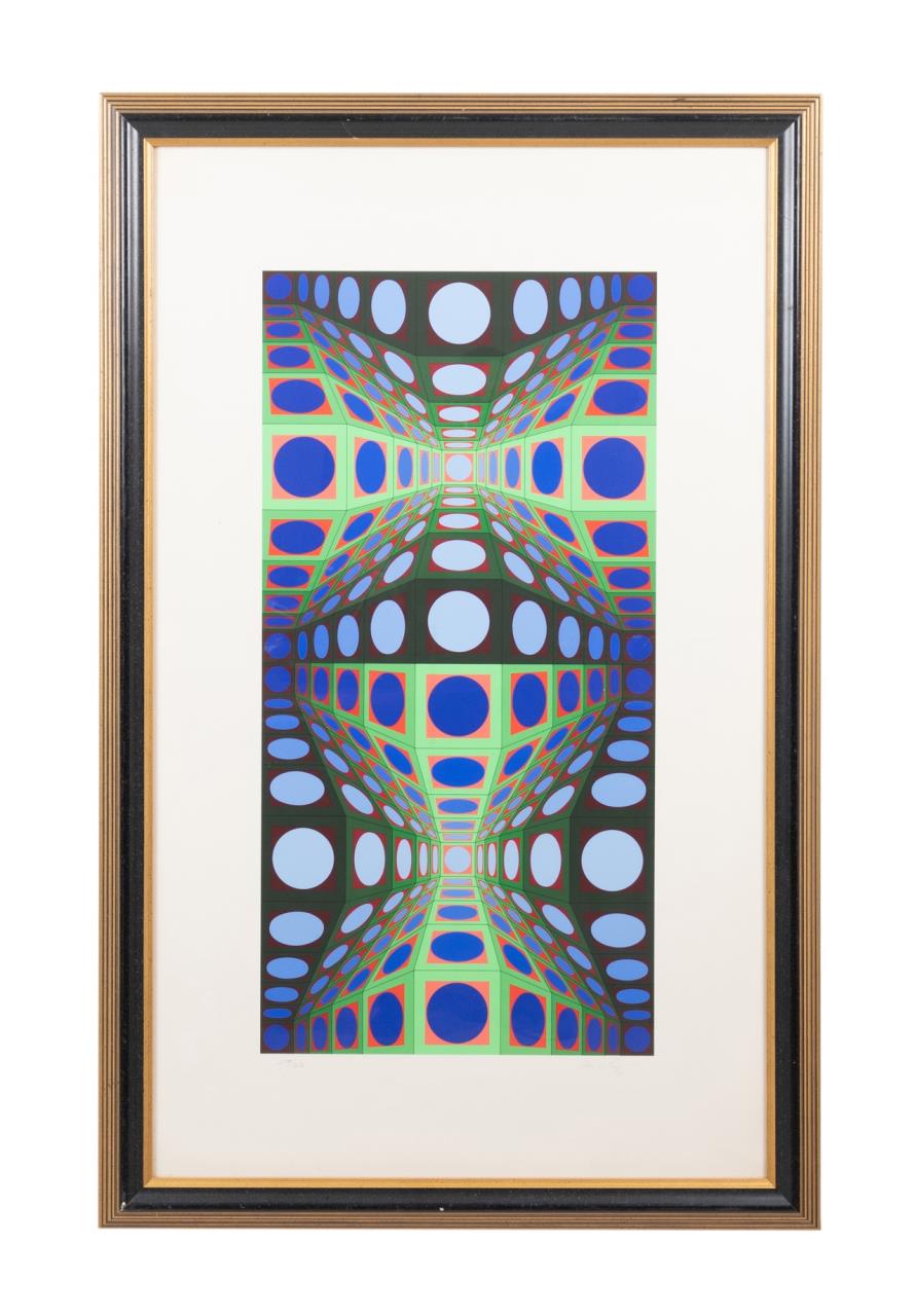 VICTOR VASARELY 'PAVA' BLUE & GREEN