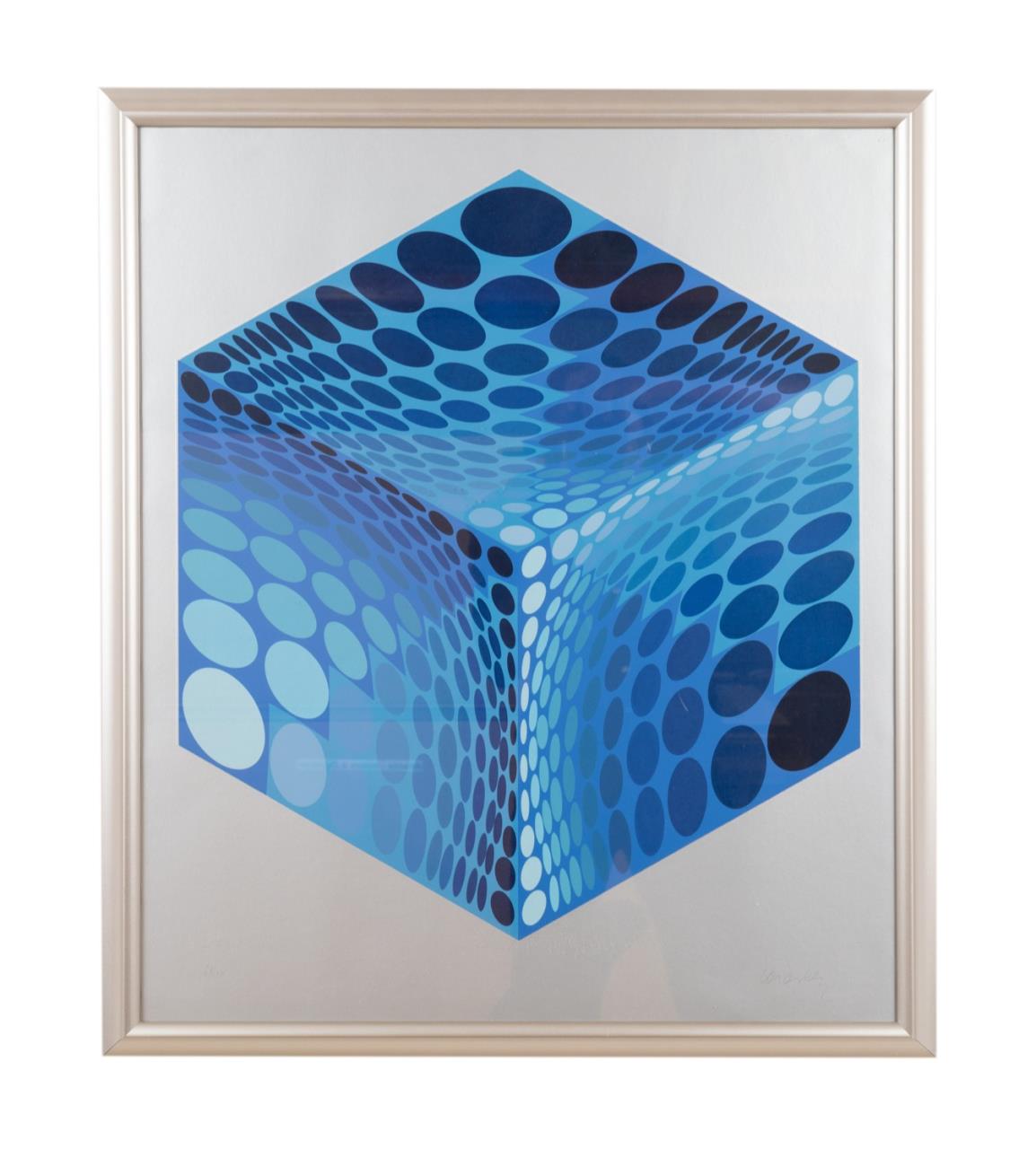 VICTOR VASARELY BLUE CUBE COLOR 354ed8