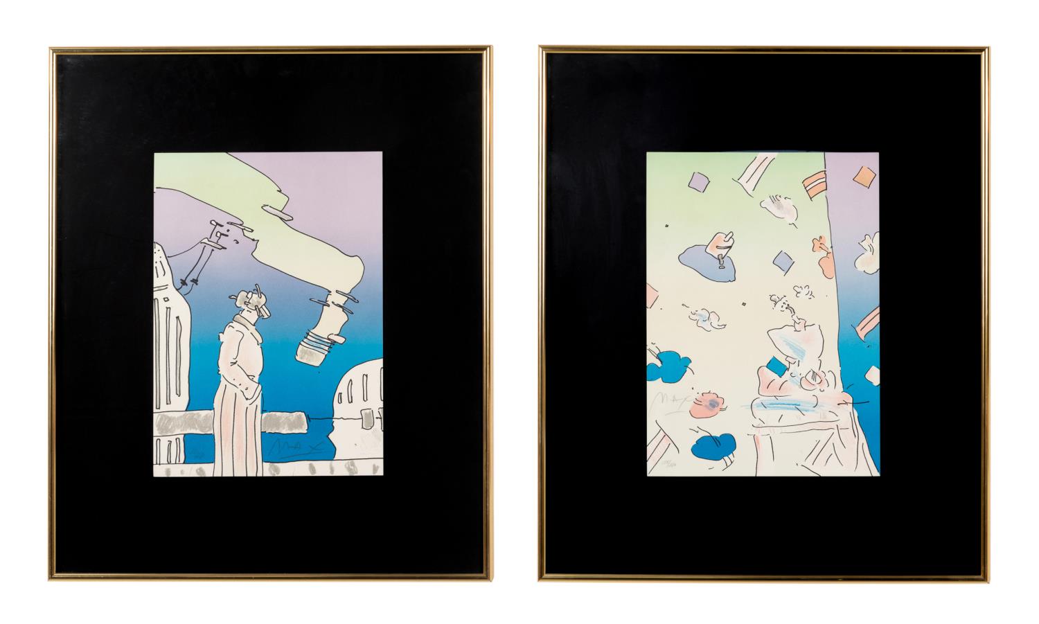 TWO PETER MAX, COLOR SERIGRAPHS,