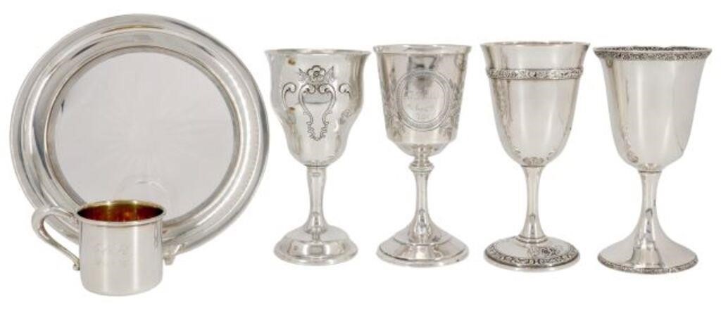  6 AMERICAN STERLING WATER GOBLETS  354f59