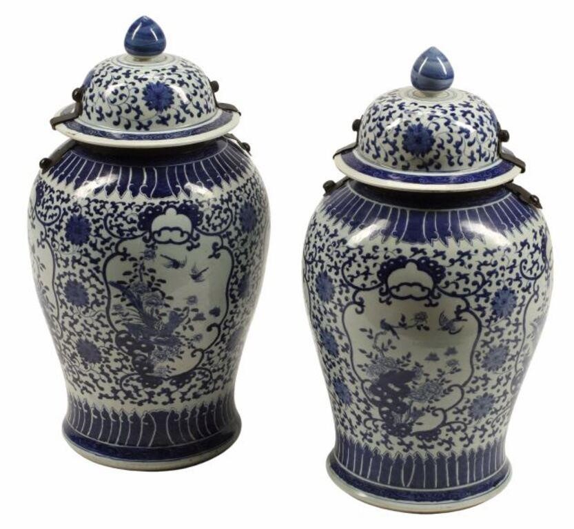 (2) CHINESE IRON-MOUNTED PORCELAIN TEMPLE