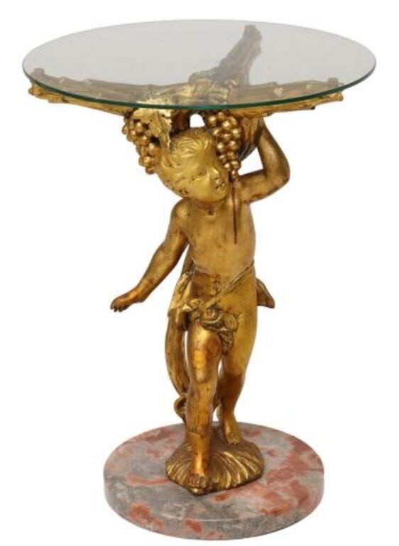 ITALIAN GILT PUTTO GLASS TOP SIDE 354f99