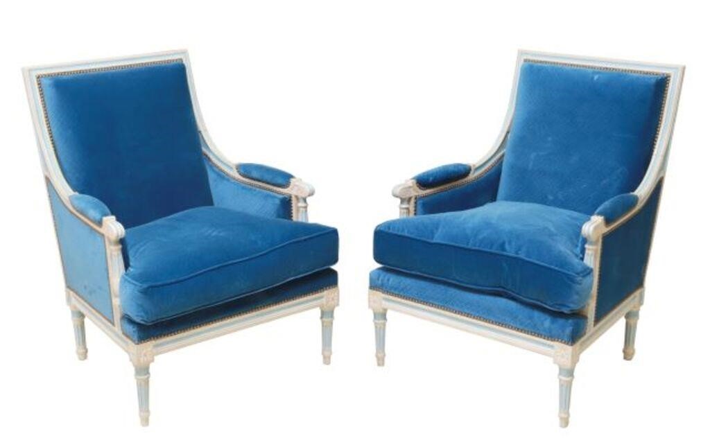 (2) FRENCH LOUIS XVI STYLE BLUE