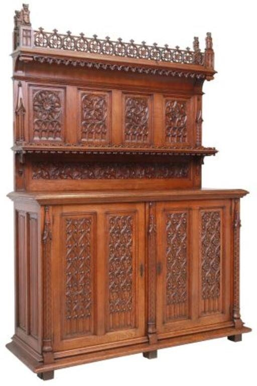 FRENCH GOTHIC REVIVAL CARVED OAK 354fc4