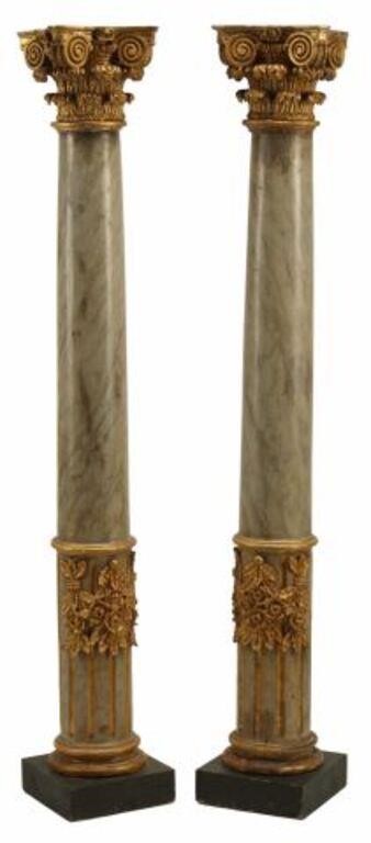  2 PARCEL GILT FAUX MARBLE COLUMNS  354fd7