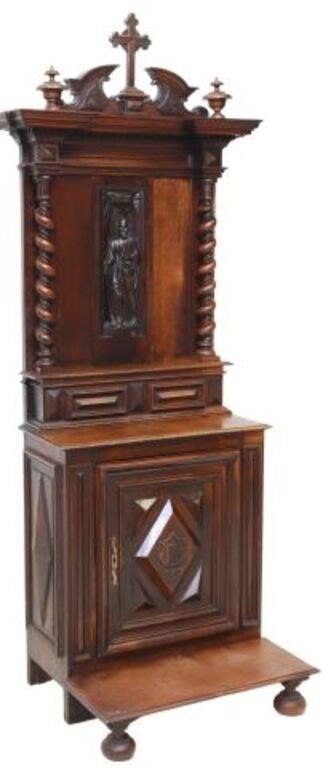 FRENCH ST PAUL CARVED OAK PRIE DIEU 354fd9