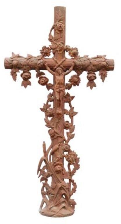 FRENCH CAST IRON CRUCIFIX CROSS,