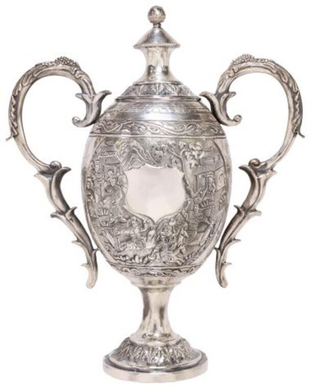CHINESE EXPORT SILVER LIDDED TROPHY 355024