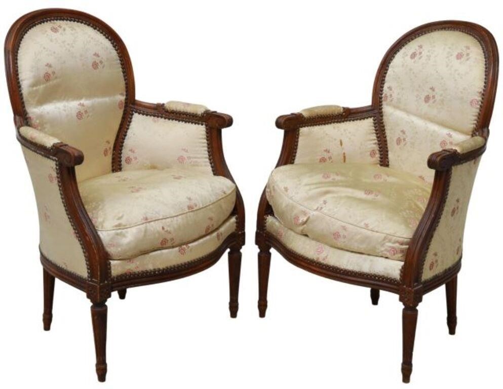  2 FRENCH LOUIS XVI STYLE UPHOLSTERED 355057