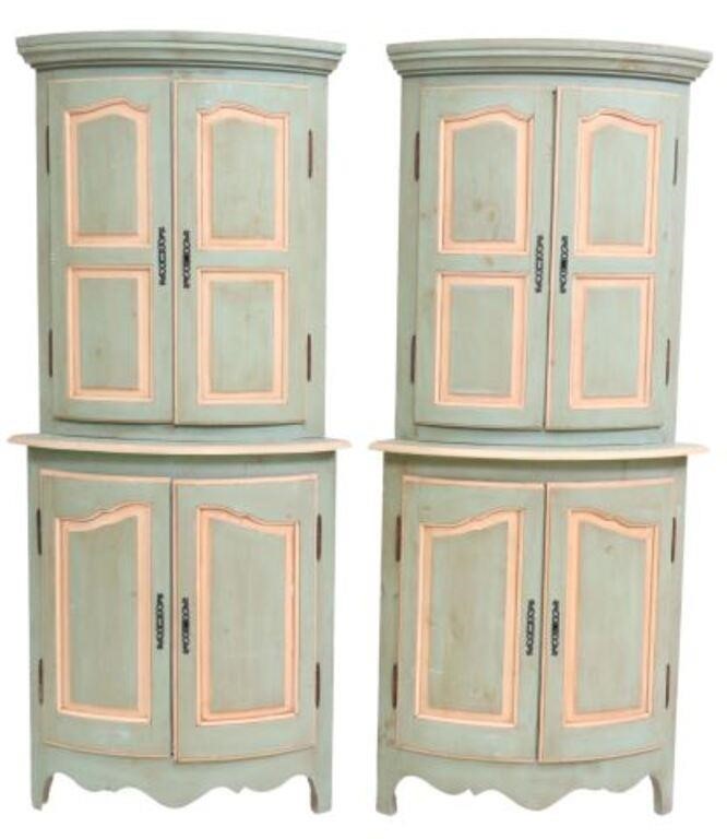  2 FRENCH PAINTED CORNER CABINETS pair  355064